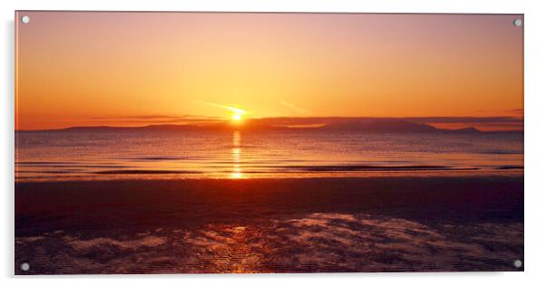 Isle of Arran sunset from Prestwick Acrylic by Allan Durward Photography