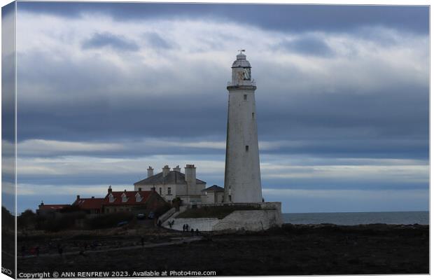 St. Mary's Lighthouse Whitley Bay Canvas Print by ANN RENFREW