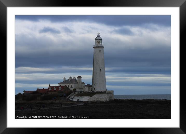 St. Mary's Lighthouse Whitley Bay Framed Mounted Print by ANN RENFREW