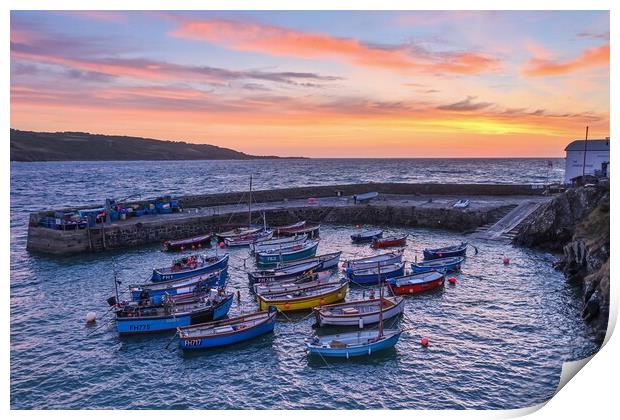 Coverack harbour at sunrise  Print by Shaun Jacobs