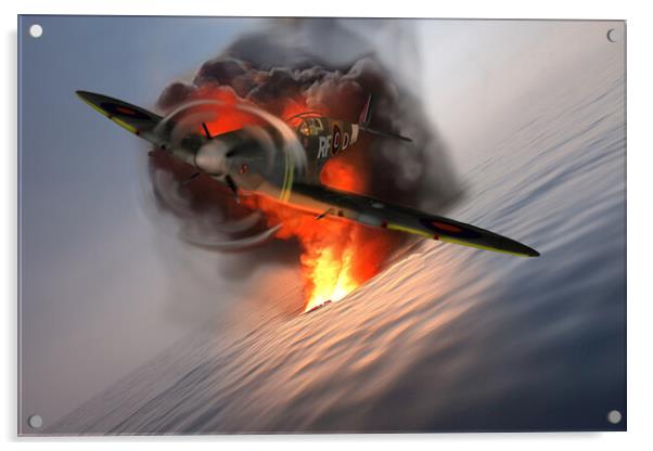 Spitfire Under Attack Acrylic by Alison Chambers