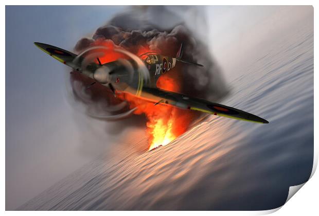 Spitfire Under Attack Print by Alison Chambers