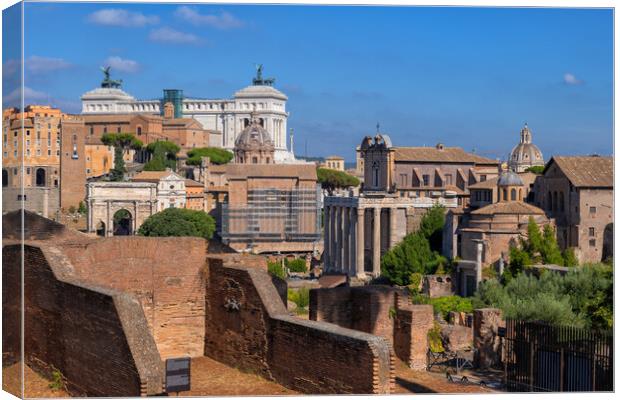 Rome Cityscape With Roman Forum Canvas Print by Artur Bogacki