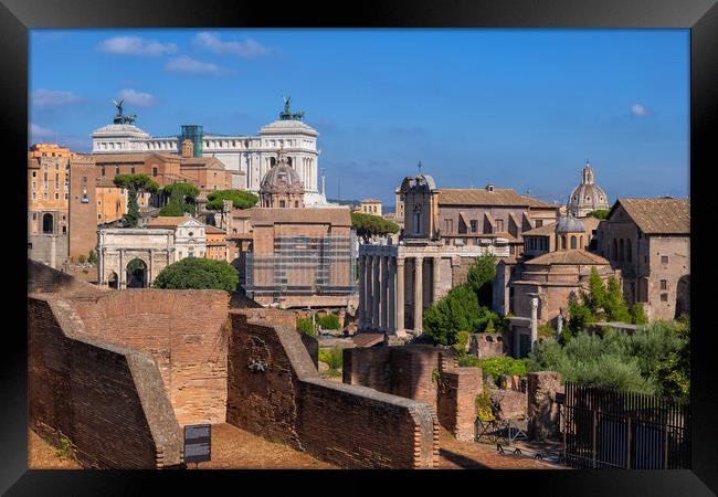 Rome Cityscape With Roman Forum Framed Print by Artur Bogacki