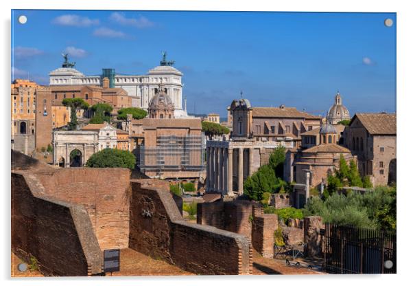 Rome Cityscape With Roman Forum Acrylic by Artur Bogacki