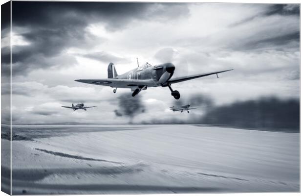 Spitfires Scramble In The Snow Canvas Print by J Biggadike