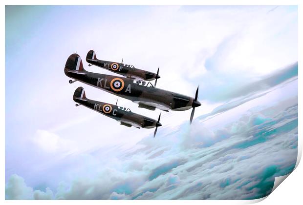 Spitfires Dive In The Blue Print by J Biggadike