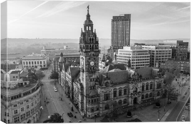 Sheffield Town Hall Black and White Canvas Print by Apollo Aerial Photography