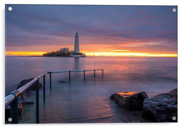 St Marys Lighthouse Whitley Bay Acrylic by Steve Smith