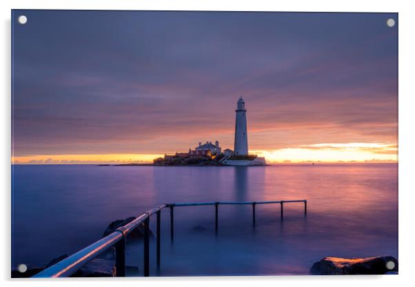 St Marys Lighthouse Whitley Bay Acrylic by Steve Smith