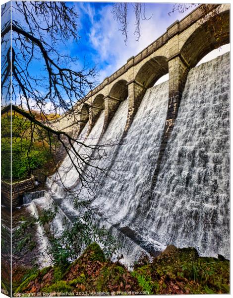 Burrator reservoir Dartmoor overflowing Canvas Print by Roger Mechan