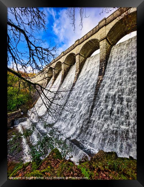 Burrator reservoir Dartmoor overflowing Framed Print by Roger Mechan