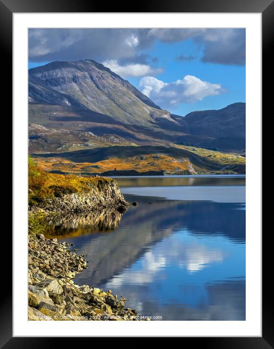 Ben More Loch Assynt Reflections North West Scotland Lochinver Road Light Framed Mounted Print by OBT imaging