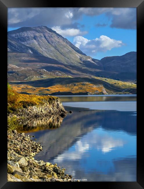 Ben More Loch Assynt Reflections North West Scotland Lochinver Road Light Framed Print by OBT imaging