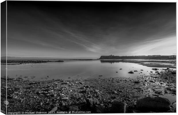 Scarborough North Bay at low tide (Black and White Study) Canvas Print by Michael Shannon