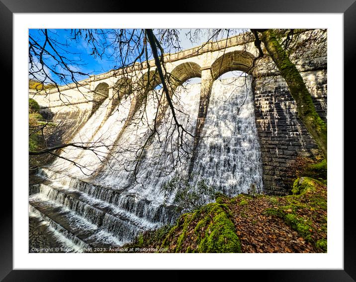 Burrator reservoir Dartmoor overflowing Framed Mounted Print by Roger Mechan