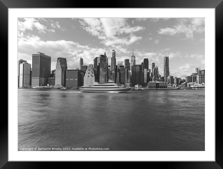 Brooklyn Bridge Park Greenway Black & White  Framed Mounted Print by Benjamin Brewty