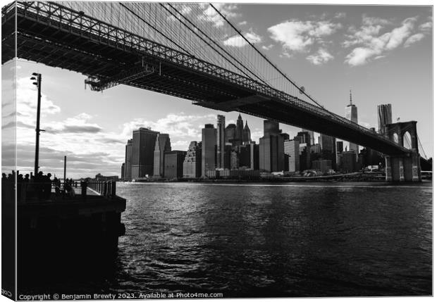 Black & White Manhattan Skyline Canvas Print by Benjamin Brewty