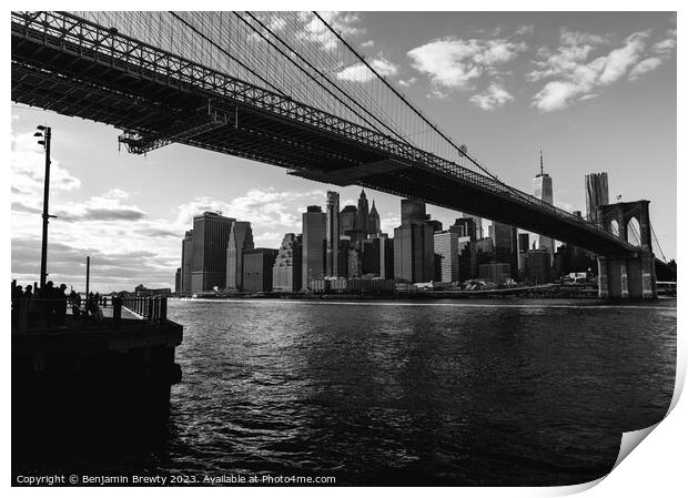 Black & White Manhattan Skyline Print by Benjamin Brewty