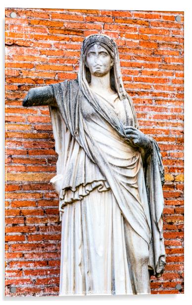 Vestal Virgin Temple Antonius Faustina Roman Forum Rome Italy  Acrylic by William Perry