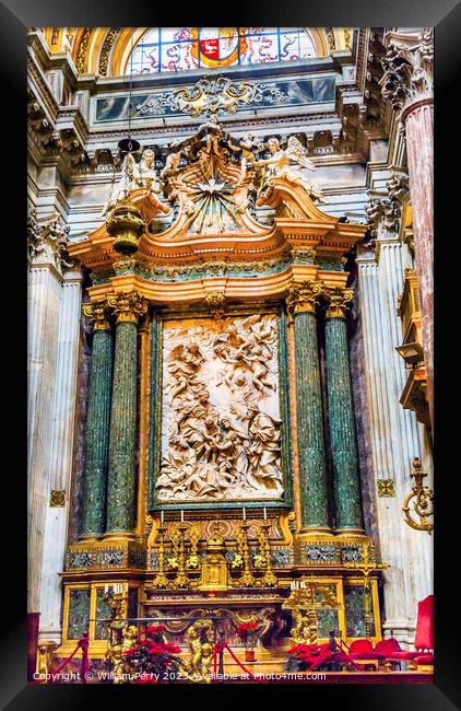 Saint Agnese In Agone Church Altar Basilica Rome Italy  Framed Print by William Perry