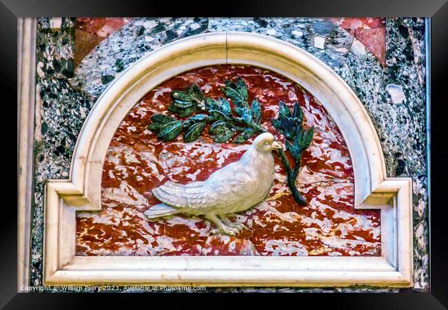 Saint Peter's Basilica Marble Dove Vatican Rome Italy Framed Print by William Perry