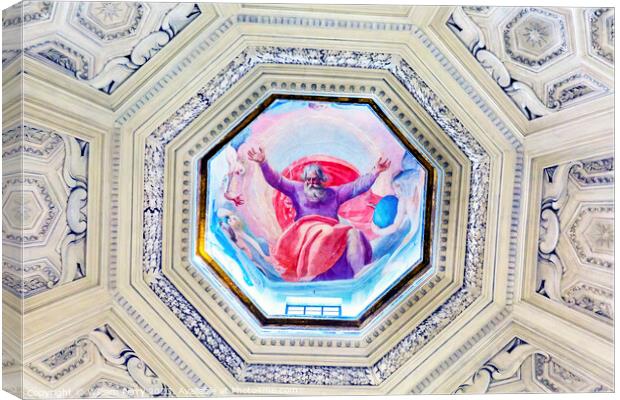 God Painting Dome Santa Maria Della Pace Church Rome Italy Canvas Print by William Perry