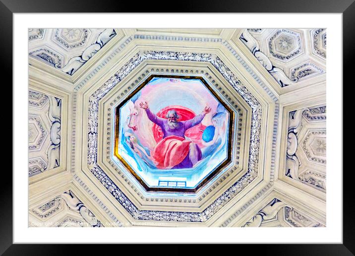 God Painting Dome Santa Maria Della Pace Church Rome Italy Framed Mounted Print by William Perry