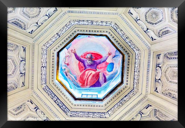 God Painting Dome Santa Maria Della Pace Church Rome Italy Framed Print by William Perry