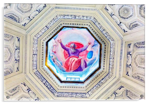 God Painting Dome Santa Maria Della Pace Church Rome Italy Acrylic by William Perry