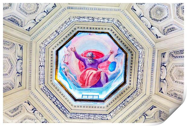 God Painting Dome Santa Maria Della Pace Church Rome Italy Print by William Perry