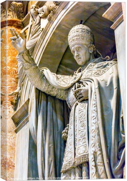 Pope Papal Sculpture Statue Saint Peter's Basilica Vatican Rome  Canvas Print by William Perry