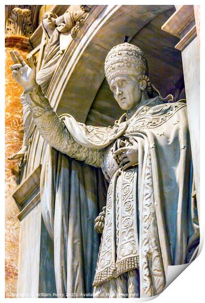 Pope Papal Sculpture Statue Saint Peter's Basilica Vatican Rome  Print by William Perry