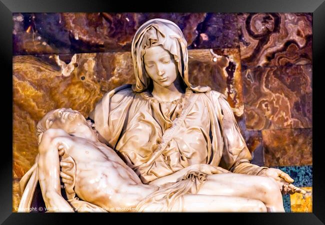 Michelangelo Pieta Sculpture Vatican Rome Italy Framed Print by William Perry