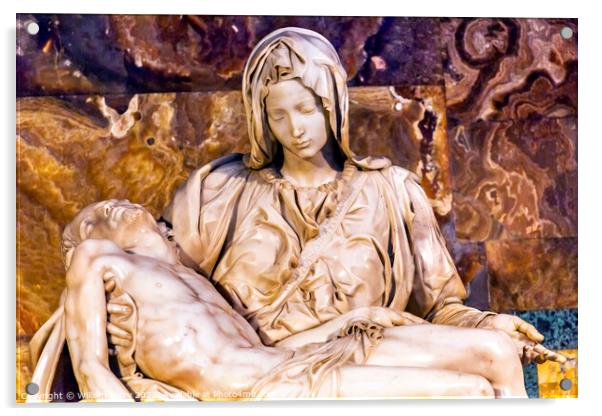 Michelangelo Pieta Sculpture Vatican Rome Italy Acrylic by William Perry