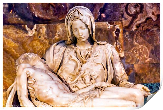 Michelangelo Pieta Sculpture Vatican Rome Italy Print by William Perry