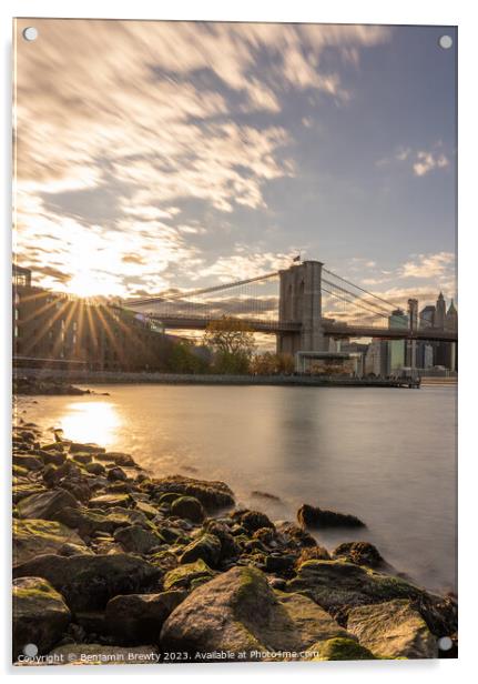 New York Sunset Acrylic by Benjamin Brewty