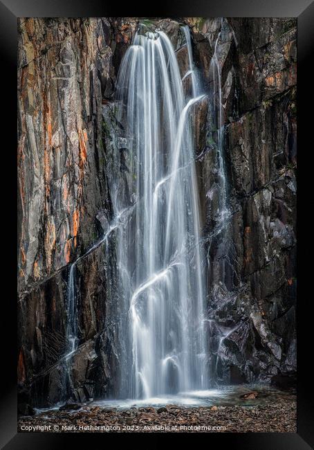 Banishead Quarry Waterfall Framed Print by Mark Hetherington