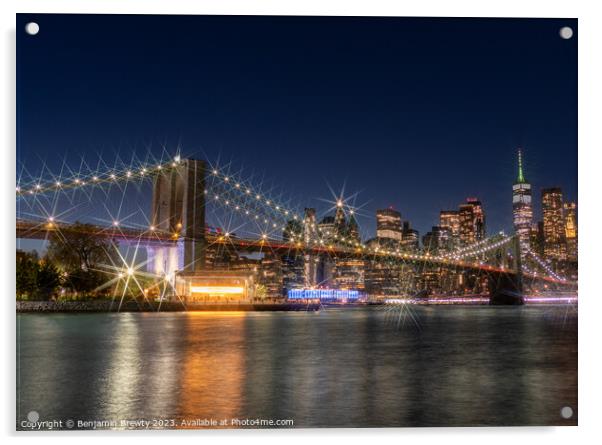 New York Skyline Star Filter Acrylic by Benjamin Brewty