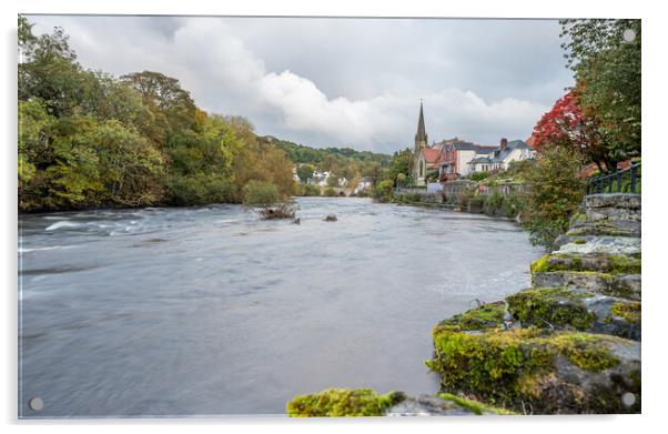 High water levels on the River Dee in Llangollen Acrylic by Jason Wells