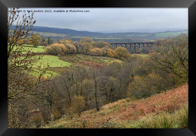 Top of Valley and Cynghordy Viaduct on a dour Autu Framed Print by Nick Jenkins