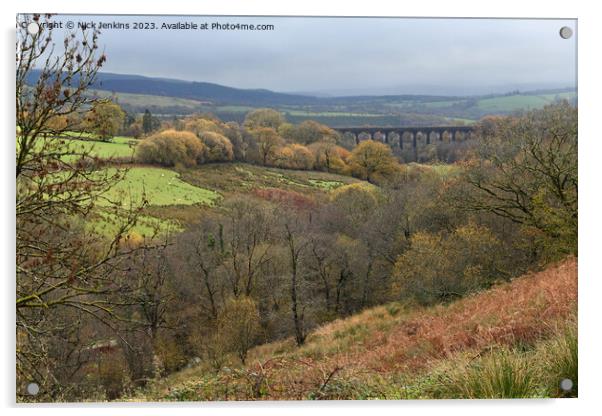 Top of Valley and Cynghordy Viaduct on a dour Autu Acrylic by Nick Jenkins