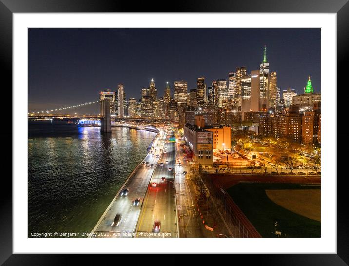 Manhattan Bridge Framed Mounted Print by Benjamin Brewty