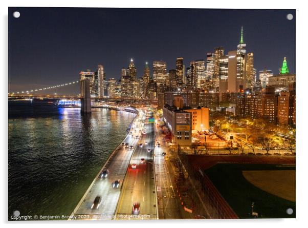 Manhattan Bridge Acrylic by Benjamin Brewty