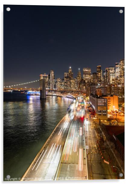 Manhattan Bridge Long Exposure Acrylic by Benjamin Brewty