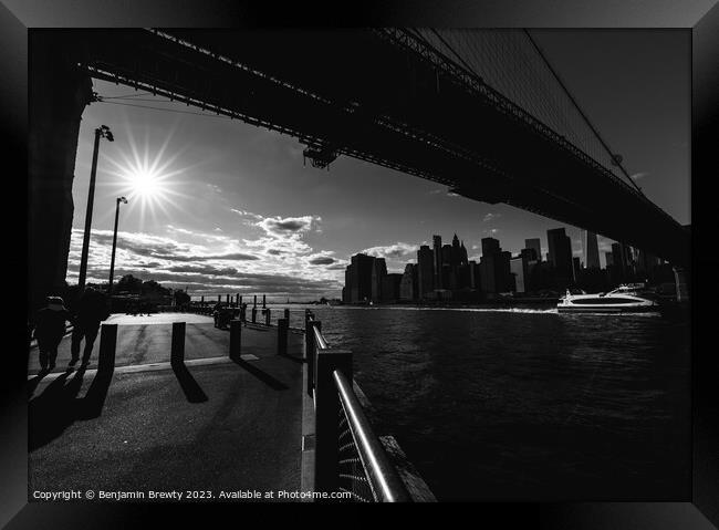 Black & White NYC Skyline  Framed Print by Benjamin Brewty
