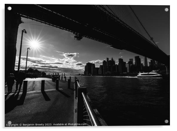Black & White NYC Skyline  Acrylic by Benjamin Brewty