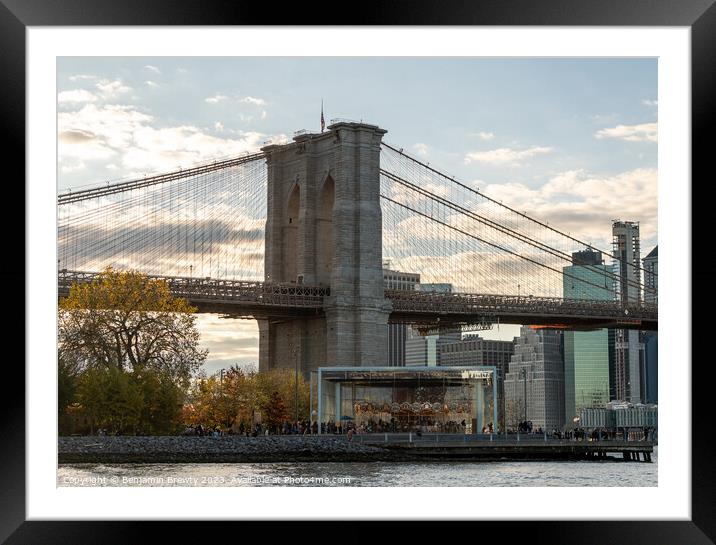 Brooklyn Bridge Sunset Framed Mounted Print by Benjamin Brewty