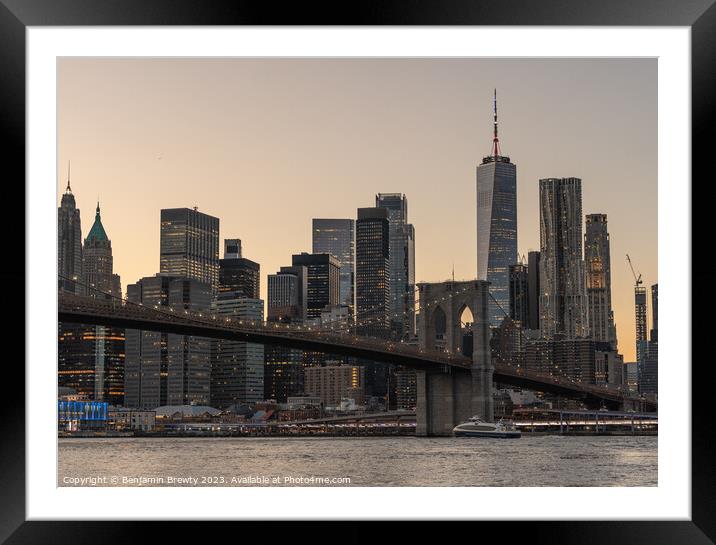 New York Sunset Framed Mounted Print by Benjamin Brewty