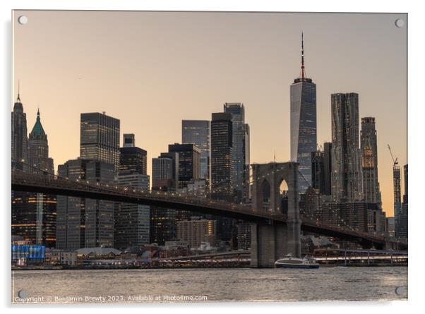 New York Sunset Acrylic by Benjamin Brewty